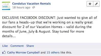 Facebook Discount Image of CondoLux Facebook Discount