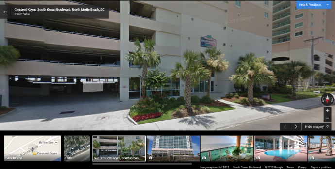 Switch to "Street View" to see the condo from the ground.